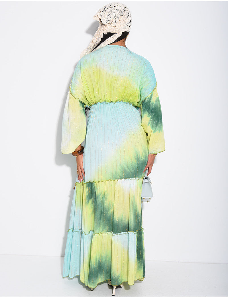 Robe bohème longue à broderies et perles