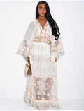 Robe bohème longue à broderies et perles