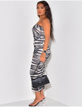 Robe bustier en mesh à motif zébré