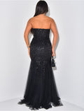 Robe bustier sirène à sequins et voile