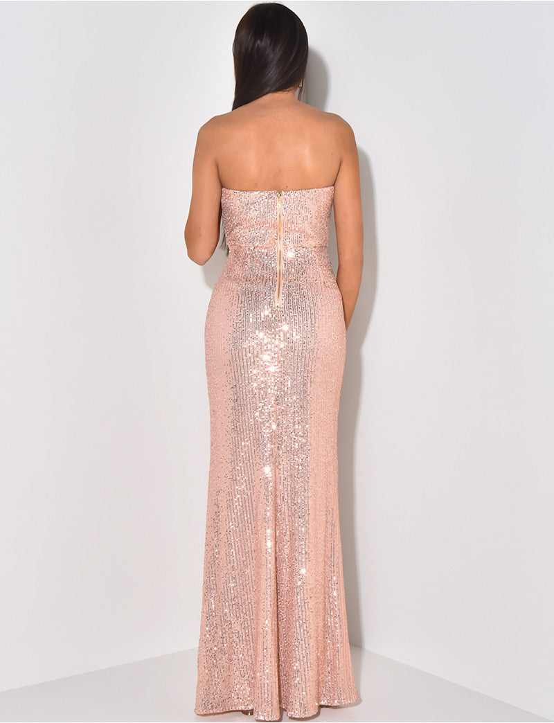 Robe bustier drapé à sequins