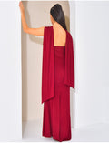 Robe bustier asymétrique à écharpe à nouer