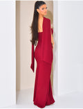 Robe bustier asymétrique à écharpe à nouer