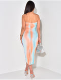 Robe bustier en mesh multicolore