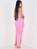 Robe bustier en mesh avec fleur
