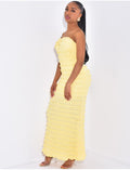 Robe bustier longue texturée à bijoux à la poitrine