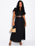 Robe chemise en lin avec ceinture en similicuir