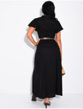Robe chemise en lin avec ceinture en similicuir