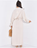 Robe chemise cintrée en lin à nouer dans le dos
