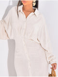 Robe chemise cintrée en lin à nouer dans le dos