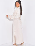 Robe chemise cintrée en lin à nouer dans le dos