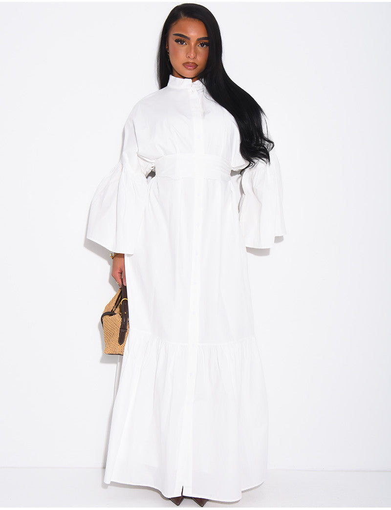 Robe chemise longue à nouer