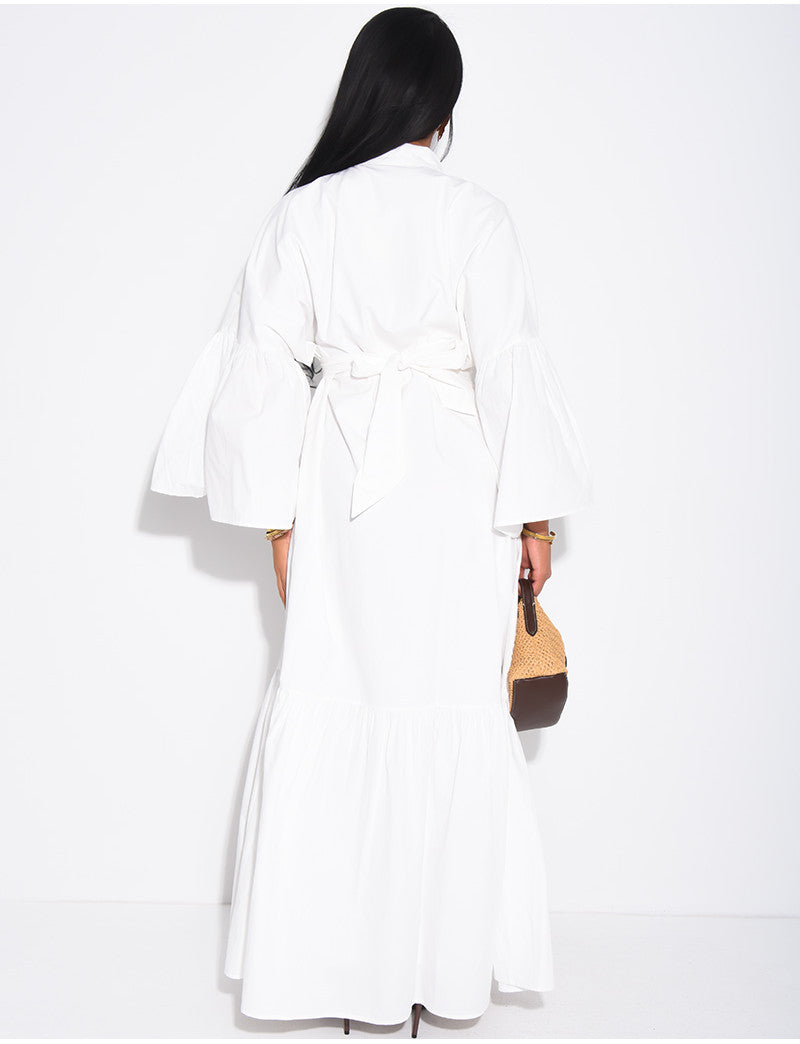 Robe chemise longue à nouer