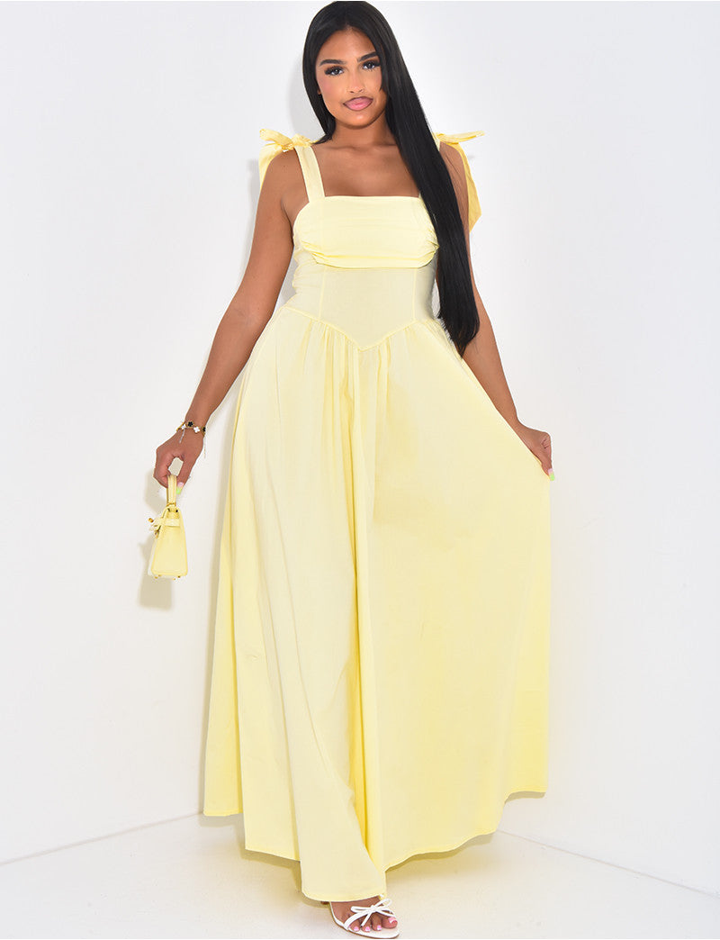 Robe longue effet corset à noeuds sur les épaules