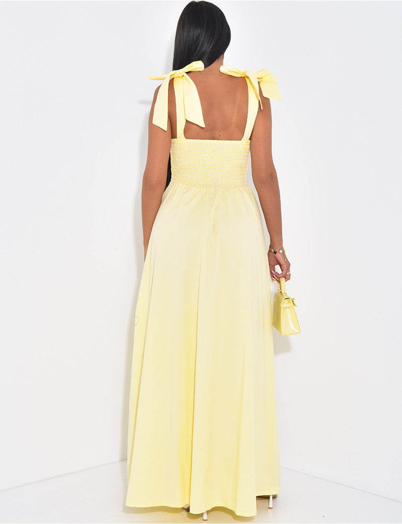 Robe longue effet corset à noeuds sur les épaules