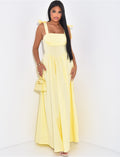 Robe longue effet corset à noeuds sur les épaules