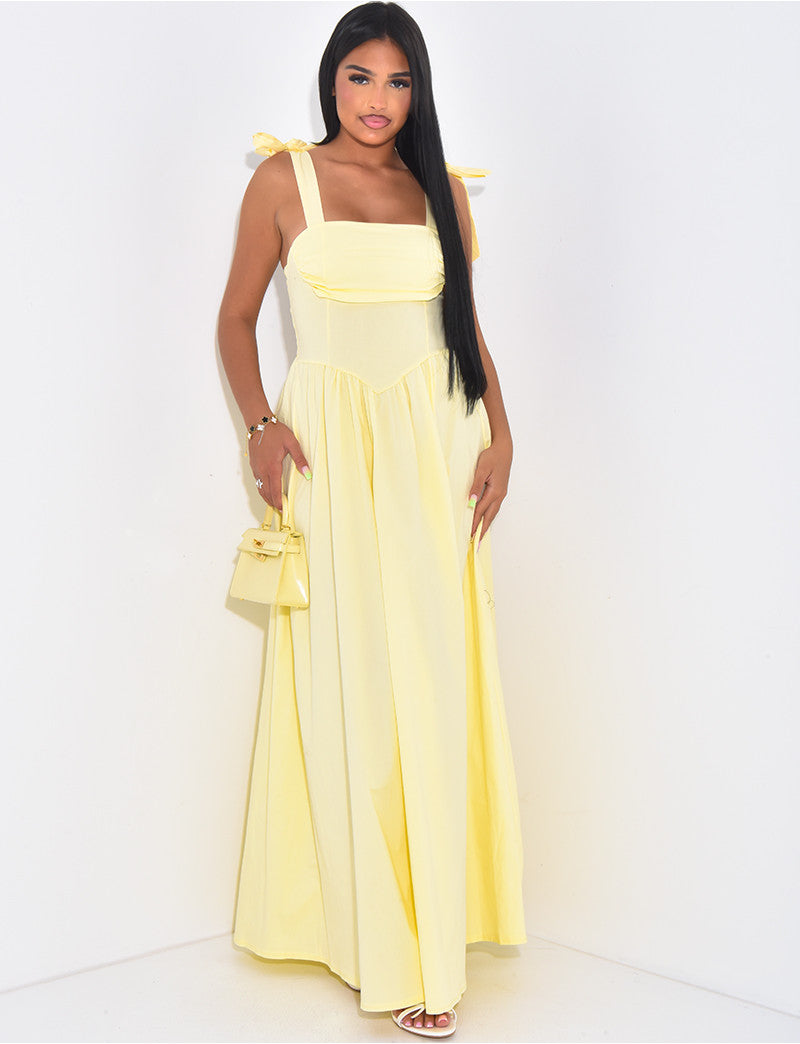 Robe longue effet corset à noeuds sur les épaules