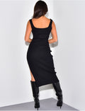 Robe côtelée à fente