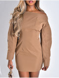 Robe courte col bateau effet cintrée à la taille