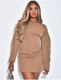 Robe courte col bateau effet cintrée à la taille