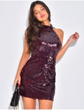 Robe courte dos nu à sequins
