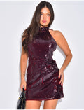 Robe courte dos nu à sequins