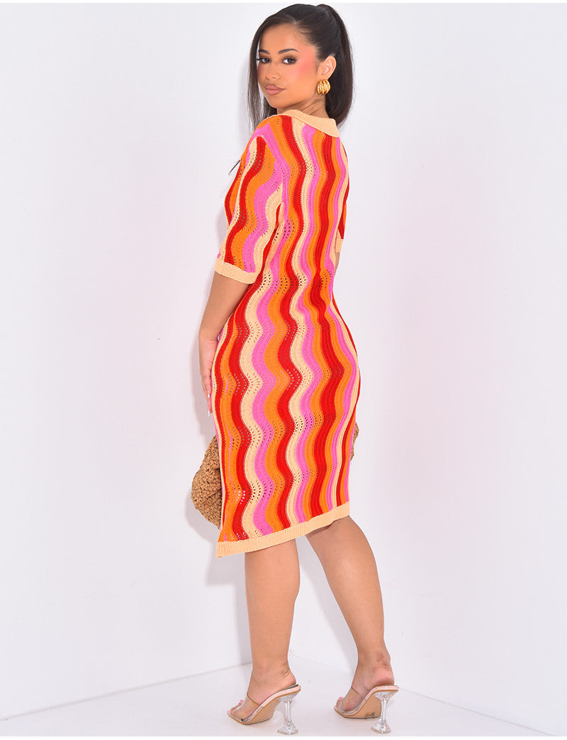 Robe de plage mi-longue en crochet