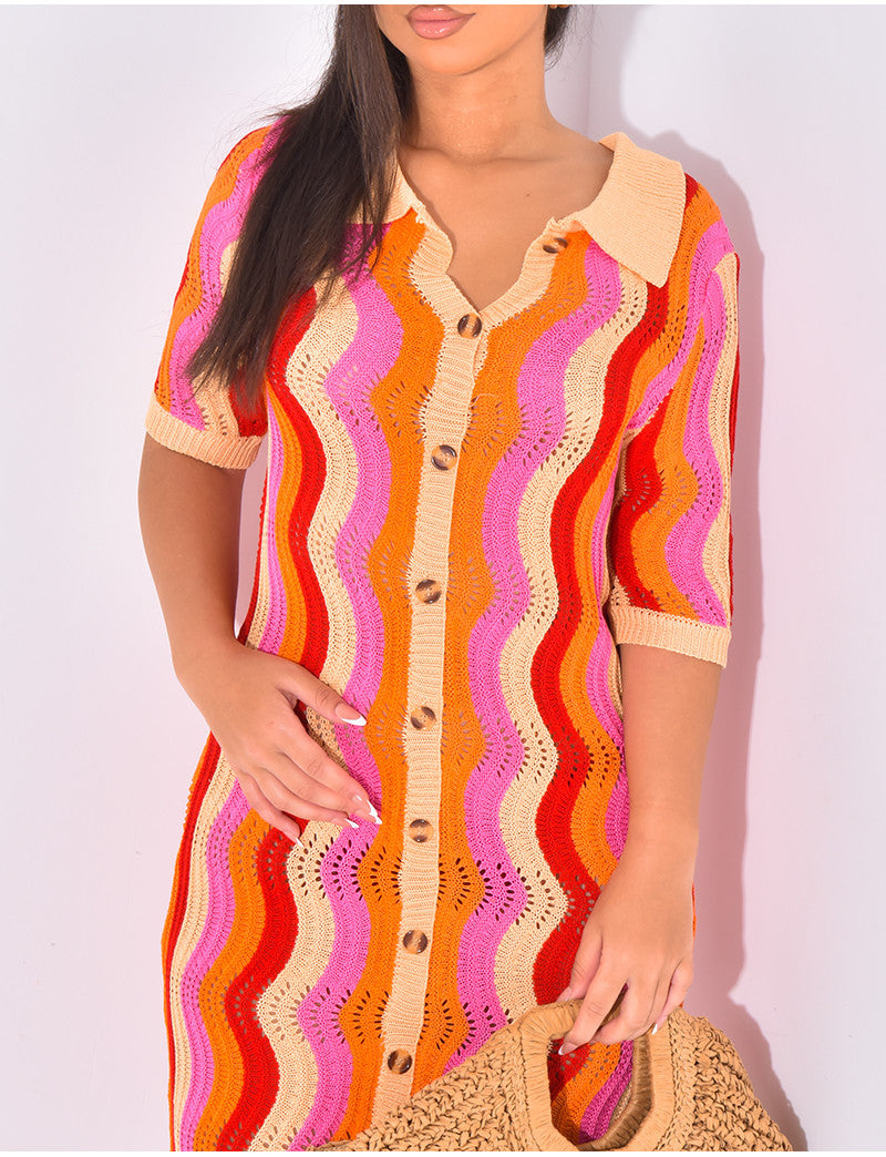 Robe de plage mi-longue en crochet