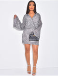 Robe courte cache-coeur à sequins