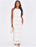 Robe longue dos nu en dentelle doublée