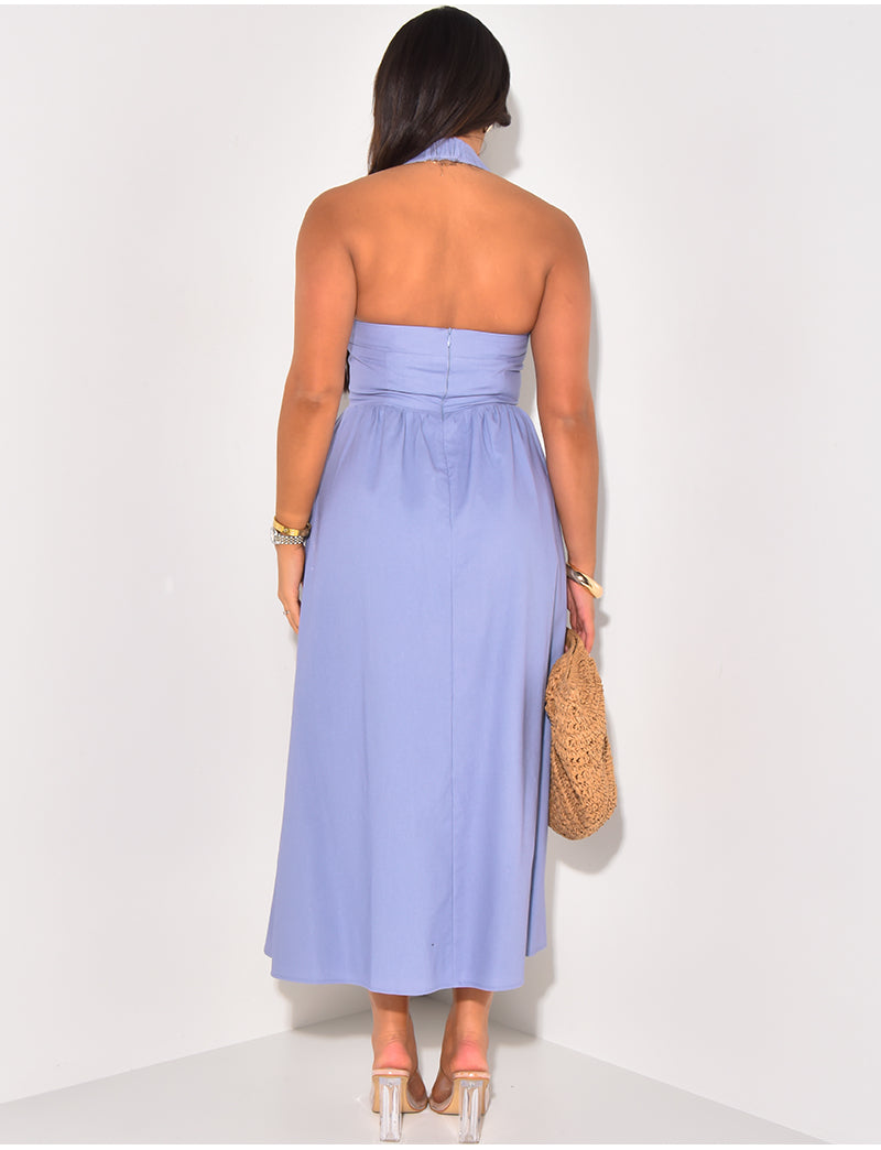 Robe bouffante en coton dos nu