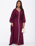 Abaya papillon en voile à liseré perlée