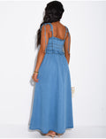 Robe effet jeans au bustier froncé