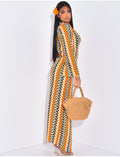 Robe longue en crochet multicolor