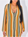 Robe longue en crochet multicolor