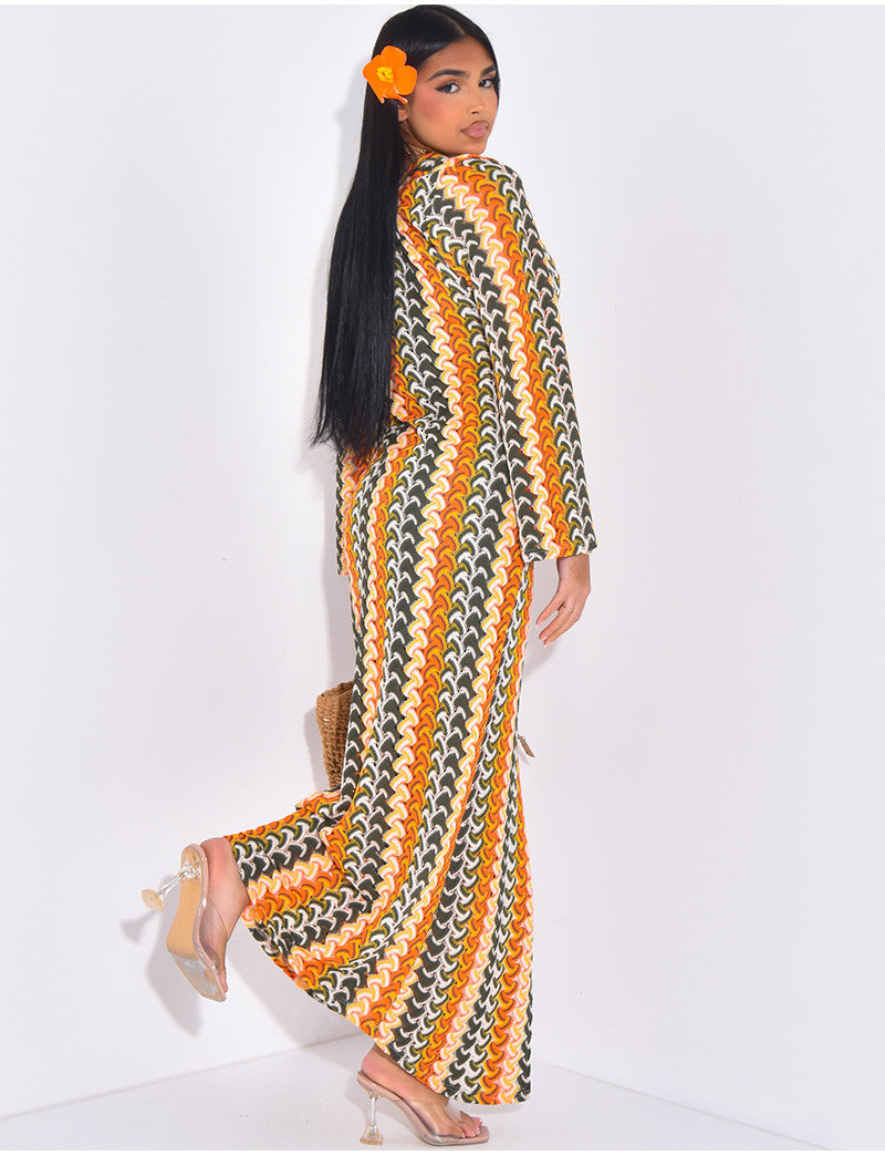 Robe longue en crochet multicolor