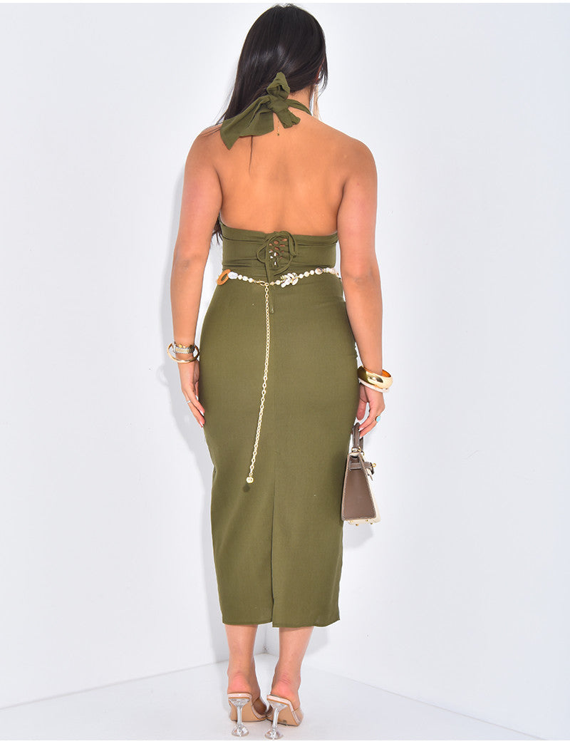 Robe longue dos nu en lin