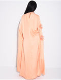 Abaya en satin à fleurs en relief et strass