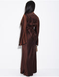 Robe longue en satin à nouer dans le dos manches évasées