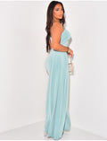 Robe asymétrique drapé à traîne
