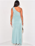 Robe asymétrique drapé à traîne