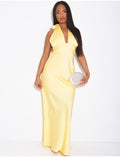 Robe longue en satin dos nu
