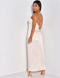Robe longue en satin à bretelles maillons