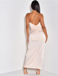 Robe longue en satin à bretelles maillons