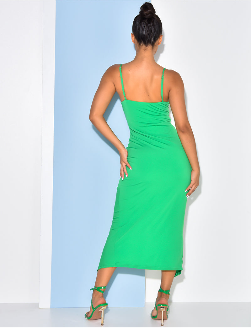 Robe froncée ajourée à anneaux