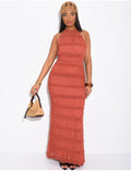 Robe longue froncée dos nu