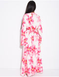 Robe longue effet lin à imprimé floral à nouer dans le dos