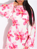Robe longue effet lin à imprimé floral à nouer dans le dos