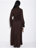 Robe longue boutonnée effet bouffante à lacer dans le dos