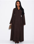 Robe longue boutonnée effet bouffante à lacer dans le dos